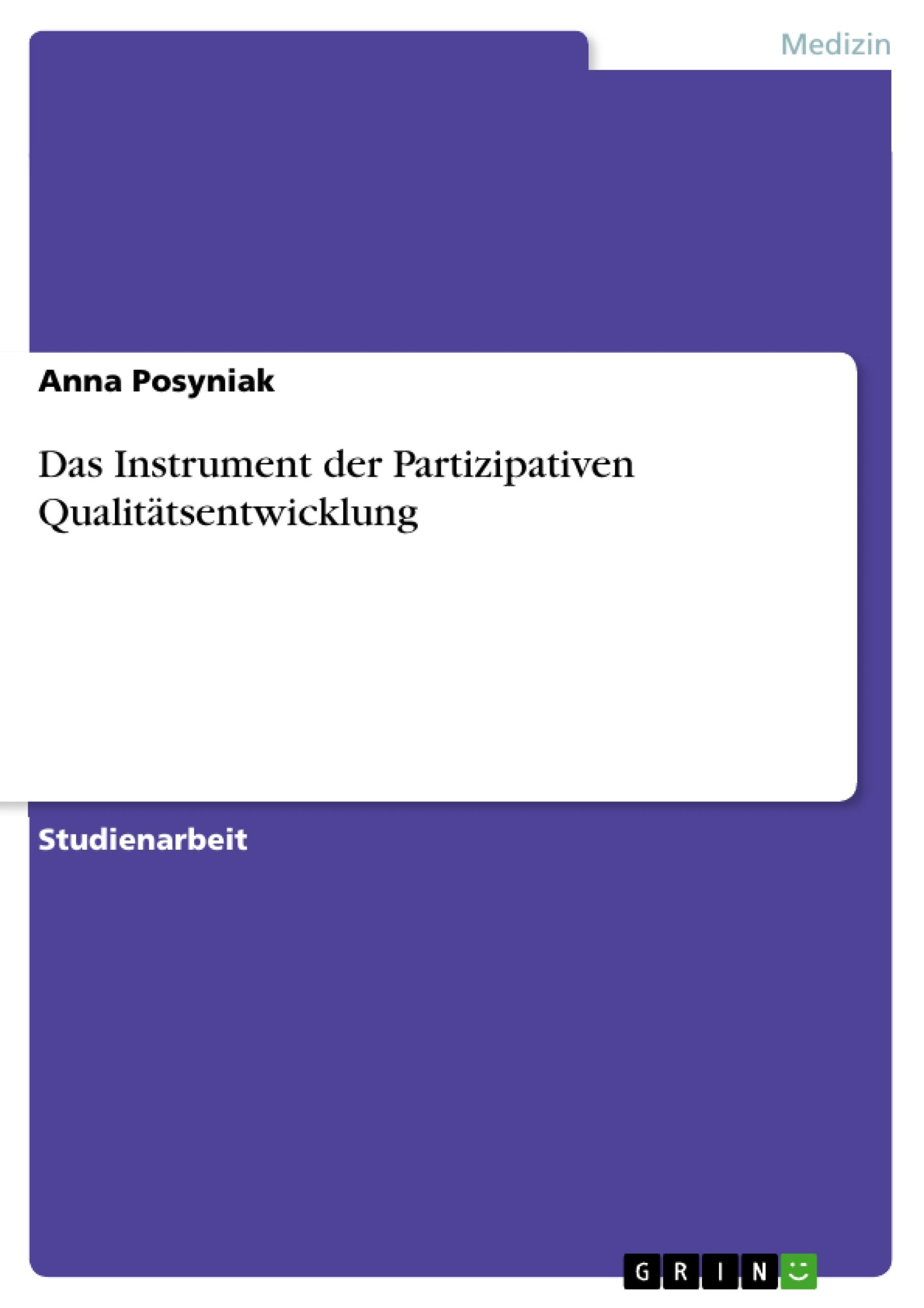Cover Das Instrument der Partizipativen Qualitätsentwicklung