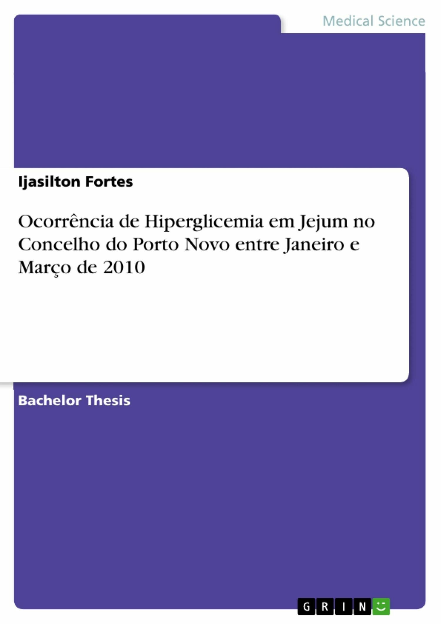 Cover Ocorrência de Hiperglicemia em Jejum no Concelho do Porto Novo entre Janeiro e Março de 2010
