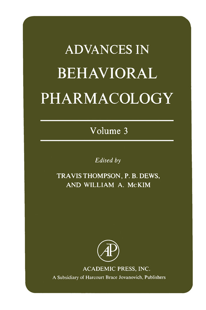 Cover Advances in Behavioral Pharmacology