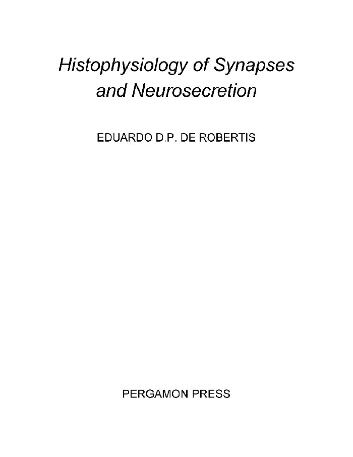 Cover Histophysiology of Synapses and Neurosecretion