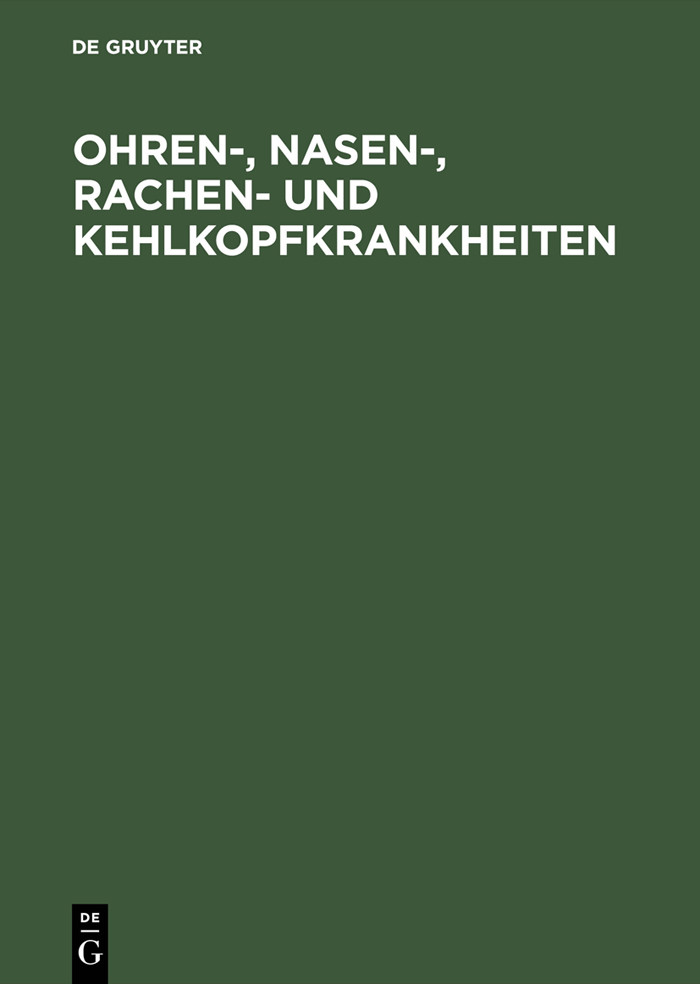 Cover Ohren-, Nasen-, Rachen- und Kehlkopfkrankheiten