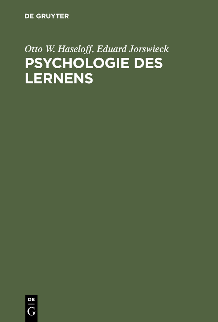 Cover Psychologie des Lernens