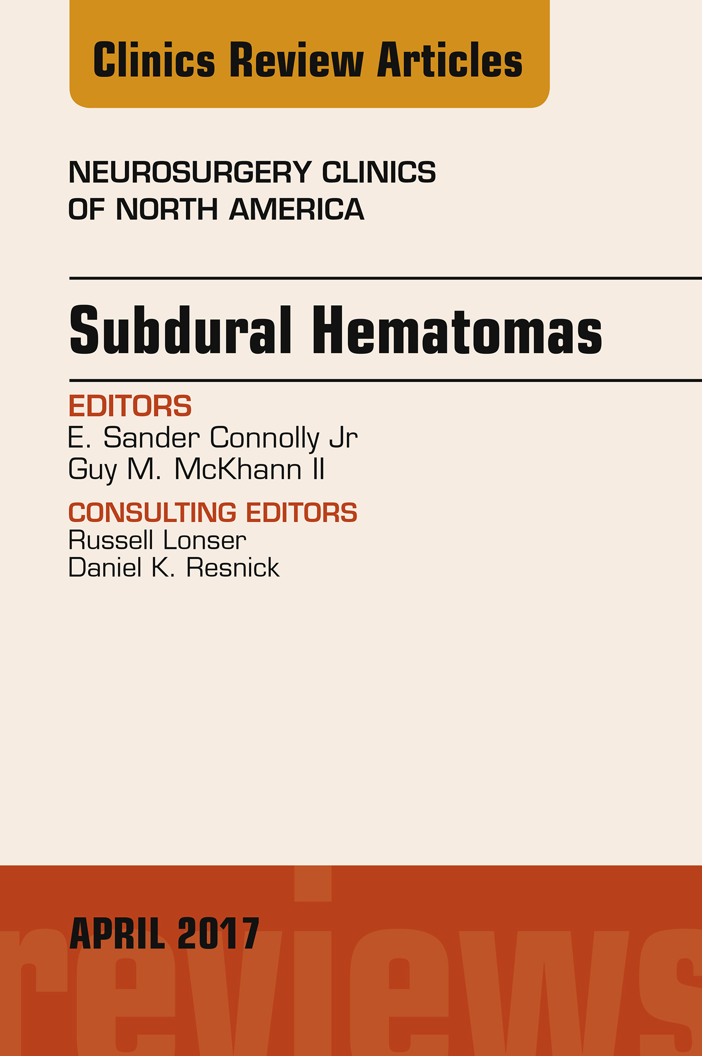 Cover Subdural Hematomas, An Issue of Neurosurgery Clinics of North America,
