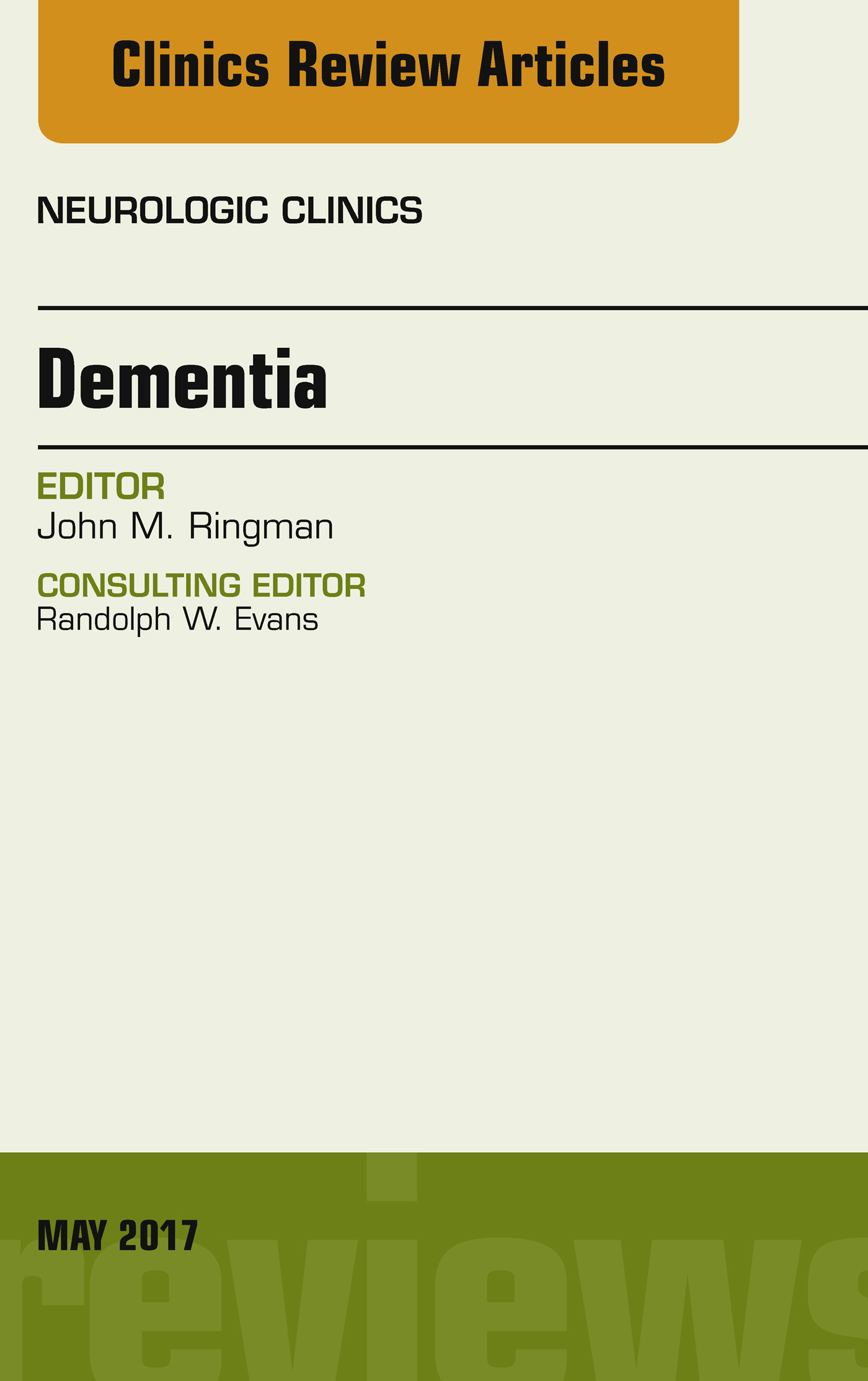 Cover Dementia, An Issue of Neurologic Clinics, E-Book