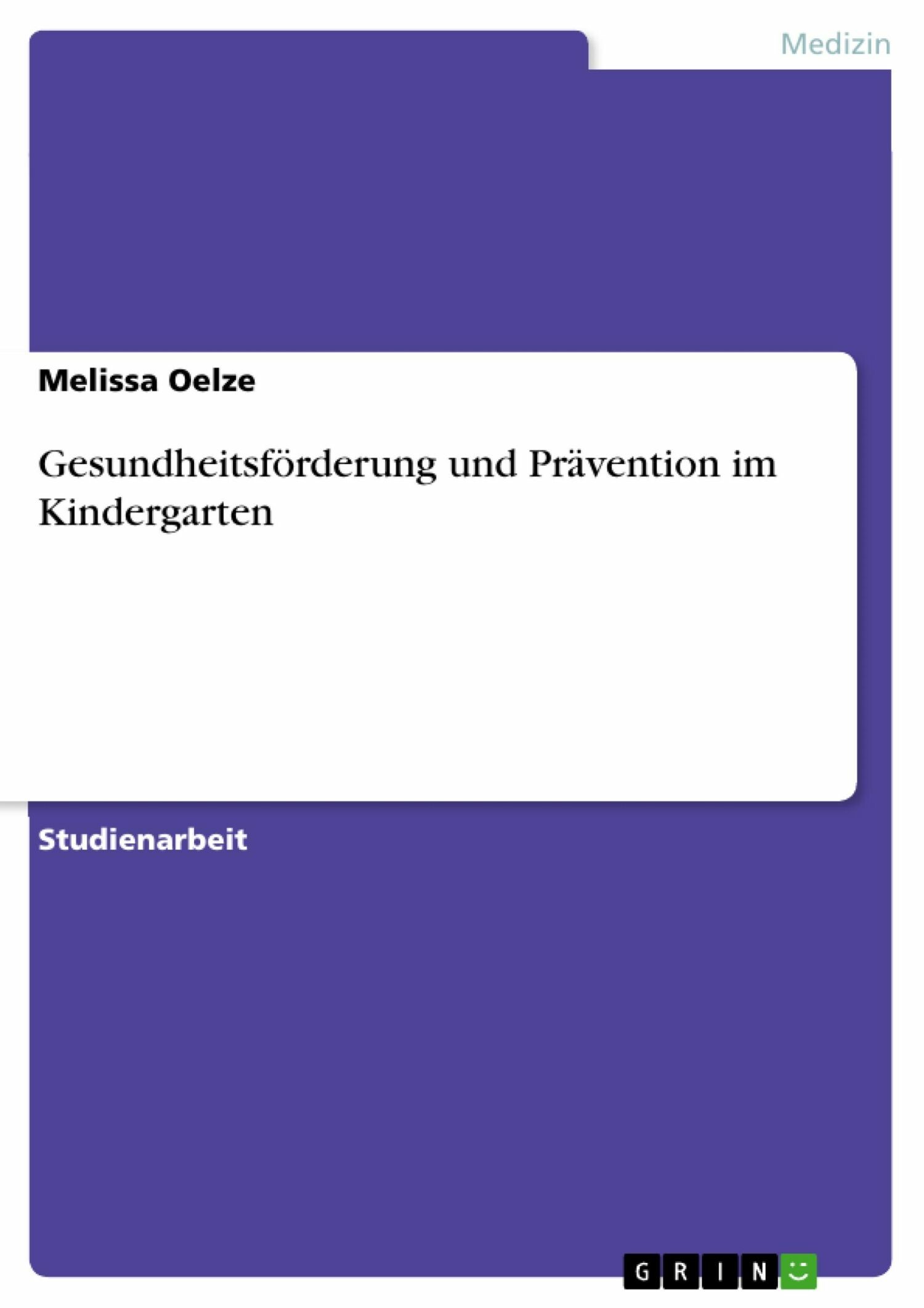 Cover Gesundheitsförderung und Prävention im Kindergarten