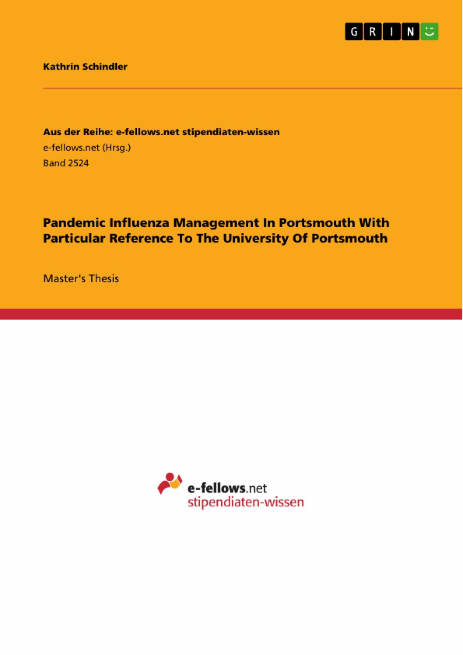 Cover Pandemic Influenza Management In Portsmouth With Particular Reference To The University Of Portsmouth