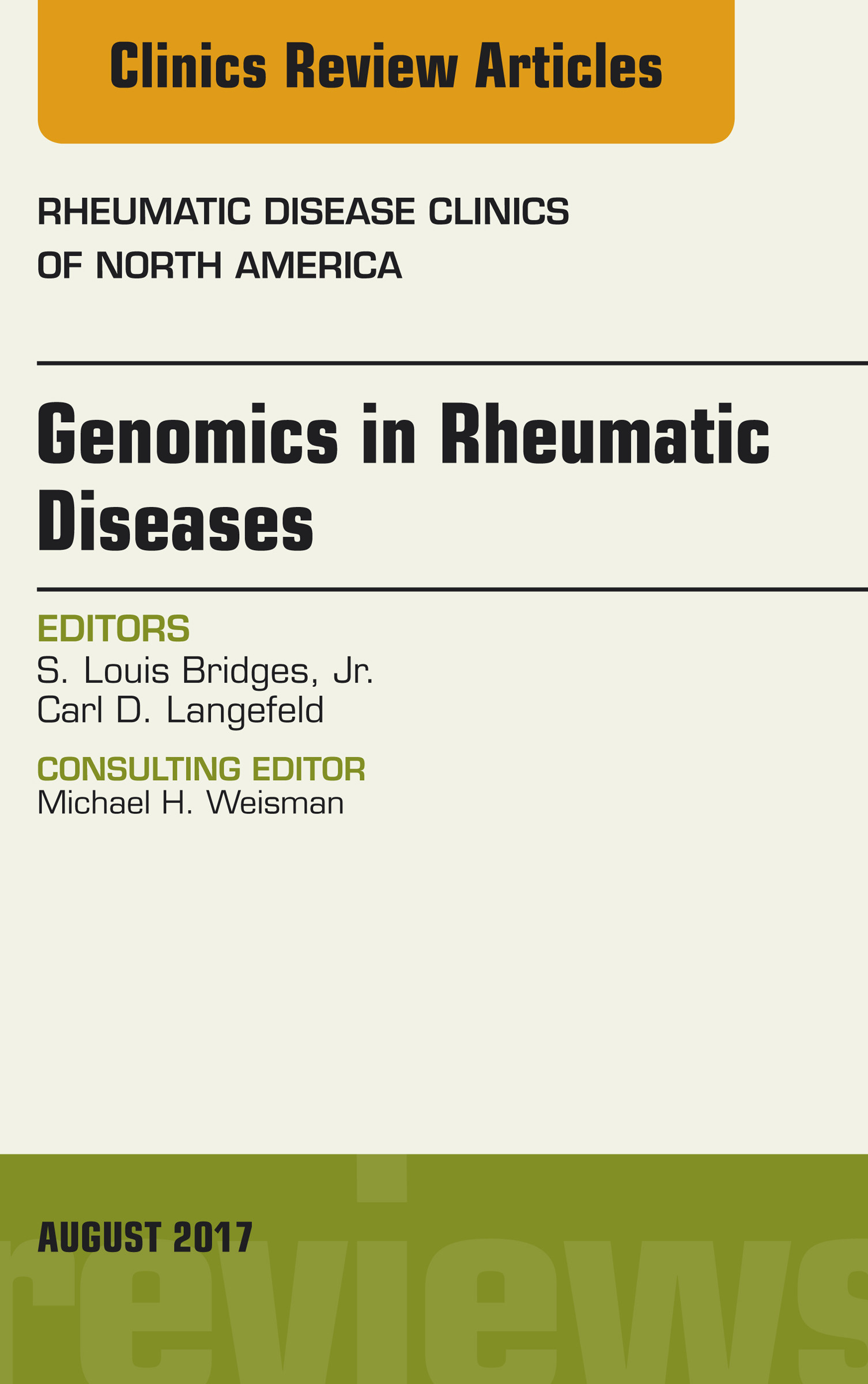 Cover Genomics in Rheumatic Diseases, An Issue of Rheumatic Disease Clinics of North America, E-Book