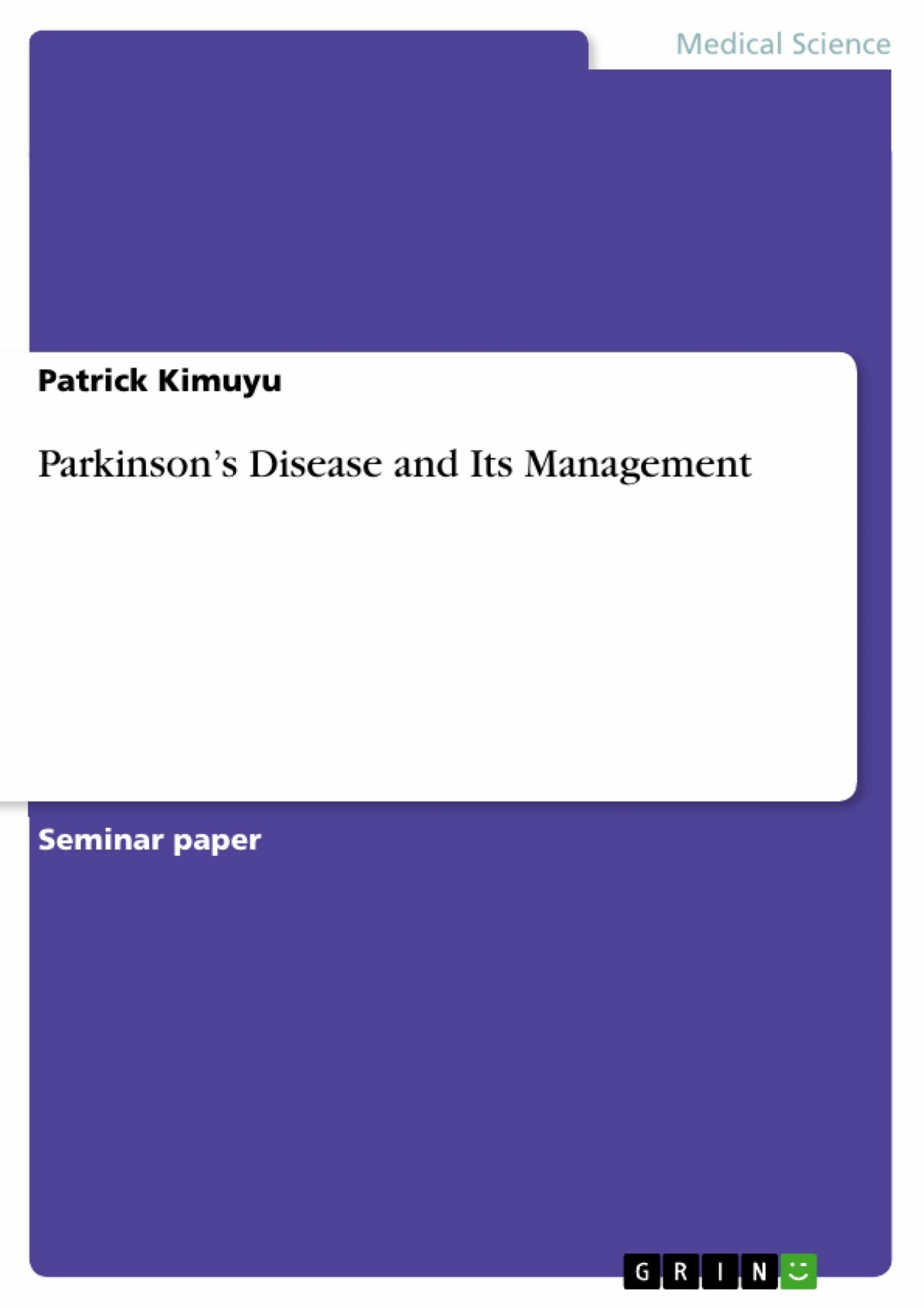 Cover Parkinson's Disease and Its Management