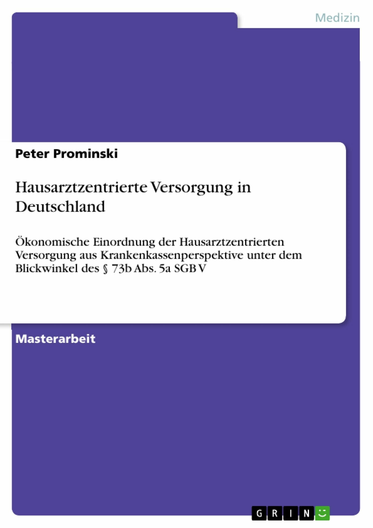 Cover Hausarztzentrierte Versorgung in Deutschland