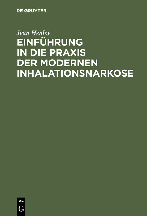 Cover Einführung in die Praxis der modernen Inhalationsnarkose