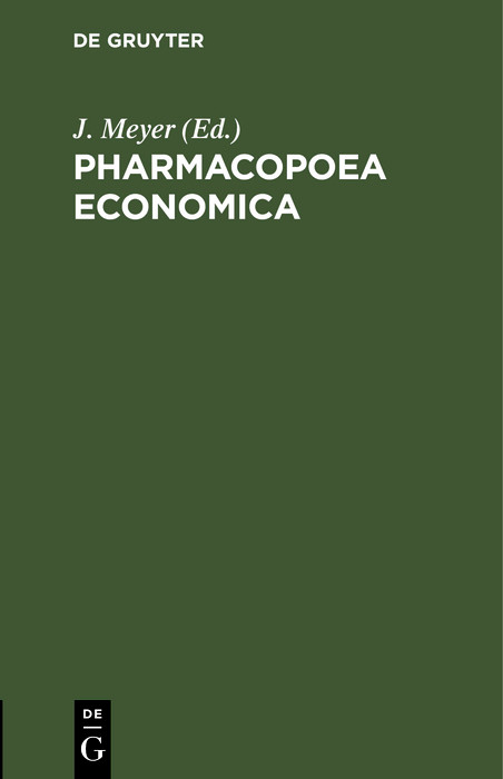 Cover Pharmacopoea economica