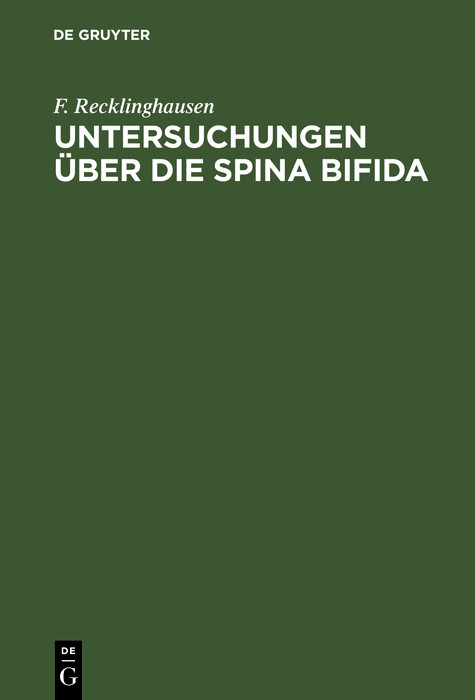 Cover Untersuchungen über die Spina bifida