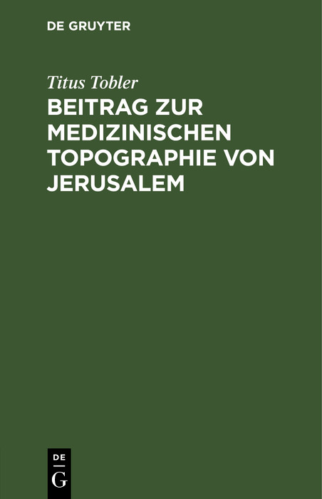 Cover Beitrag zur medizinischen Topographie von Jerusalem