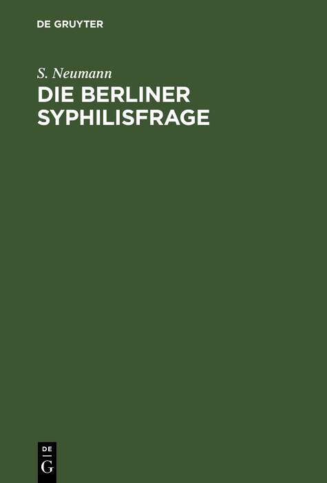 Cover Die Berliner Syphilisfrage