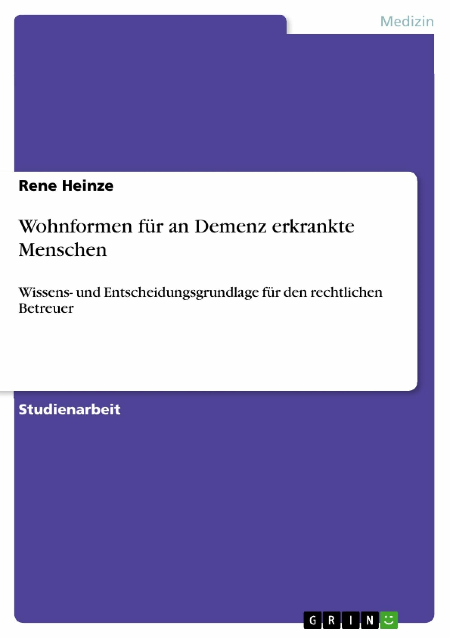 Cover Wohnformen für an Demenz erkrankte Menschen