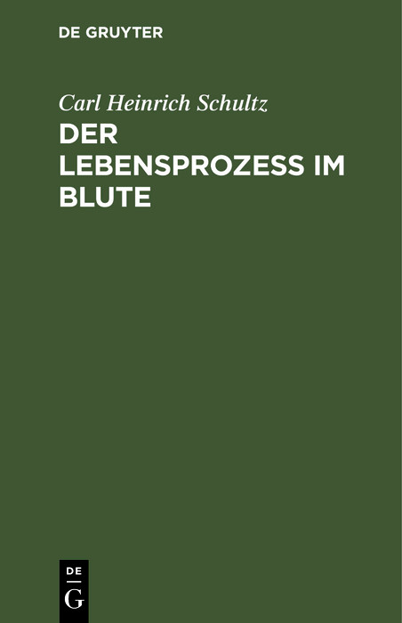 Cover Der Lebensprozess im Blute