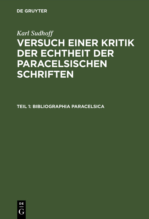 Cover Bibliographia Paracelsica