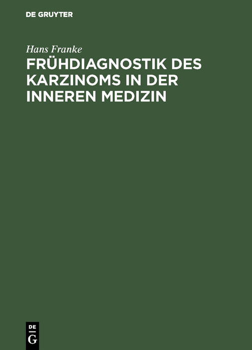 Cover Frühdiagnostik des Karzinoms in der inneren Medizin
