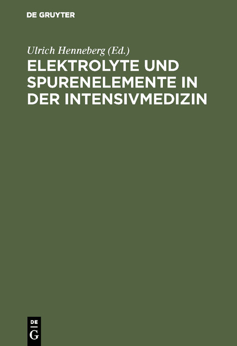 Cover Elektrolyte und Spurenelemente in der Intensivmedizin