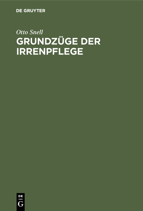 Grundzüge der Irrenpflege