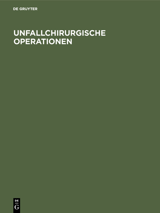 Cover Unfallchirurgische Operationen