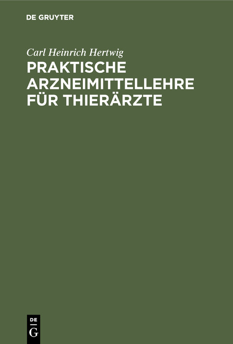 Cover Praktische Arzneimittellehre für Thierärzte