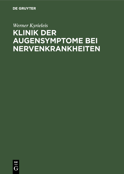 Cover Klinik der Augensymptome bei Nervenkrankheiten