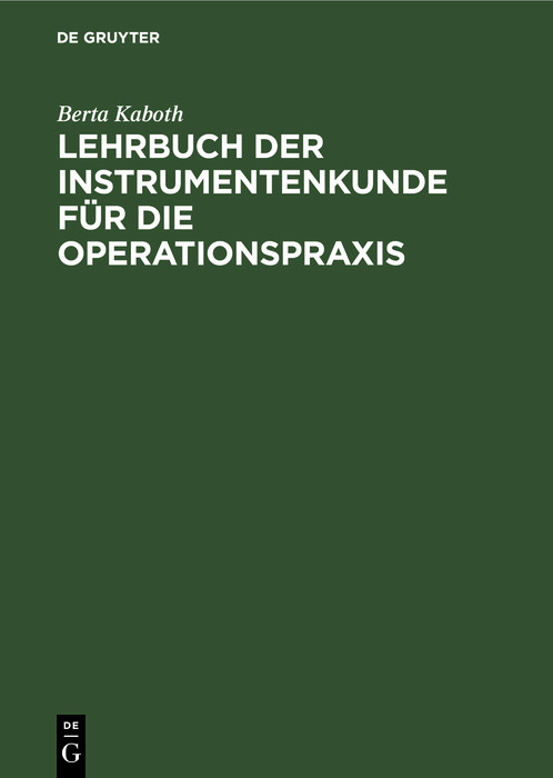Cover Lehrbuch der Instrumentenkunde für die Operationspraxis