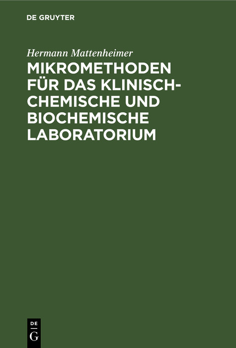 Cover Mikromethoden für das klinisch-chemische und biochemische Laboratorium
