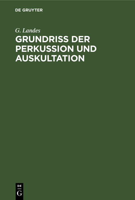 Cover Grundriss der Perkussion und Auskultation