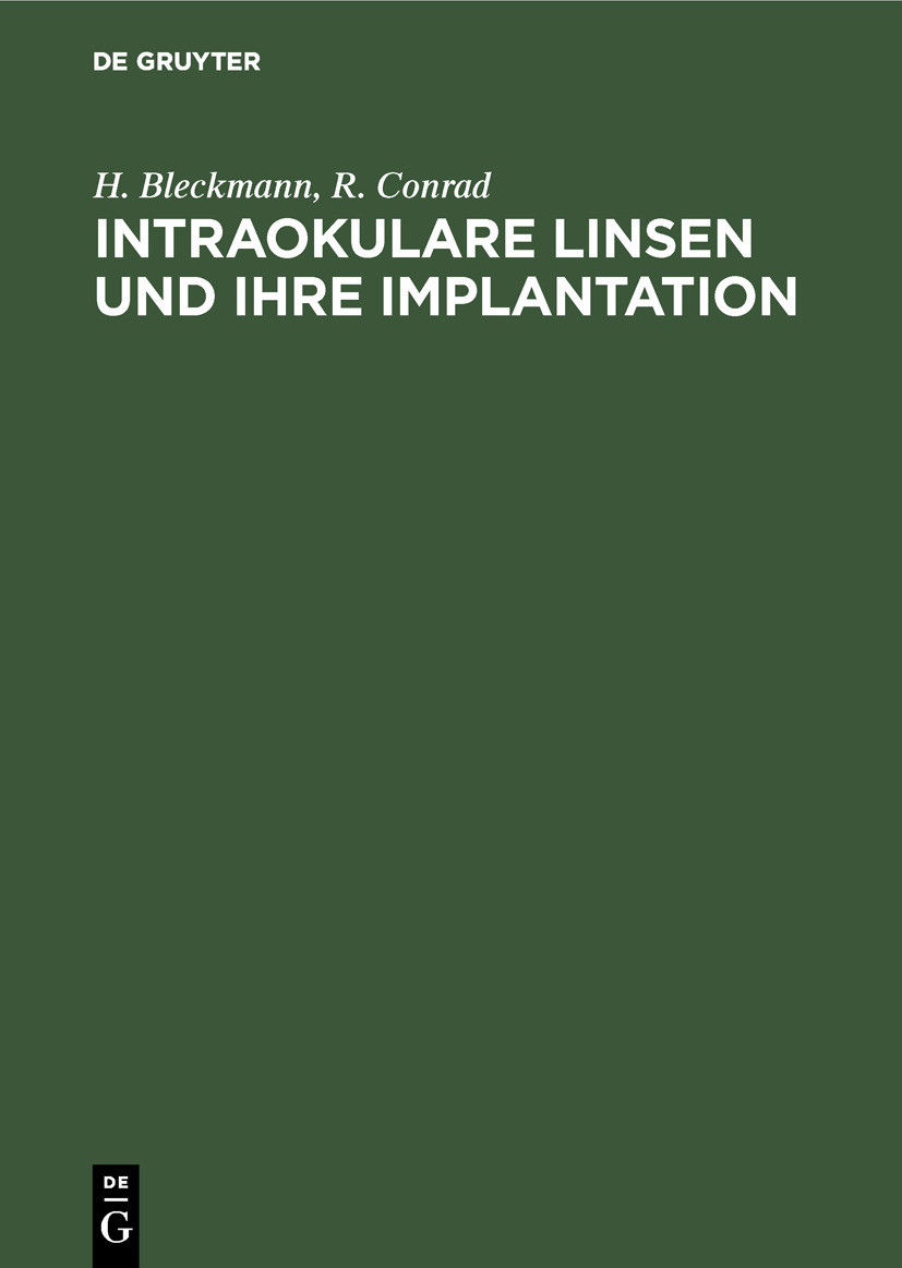 Cover Intraokulare Linsen und ihre Implantation