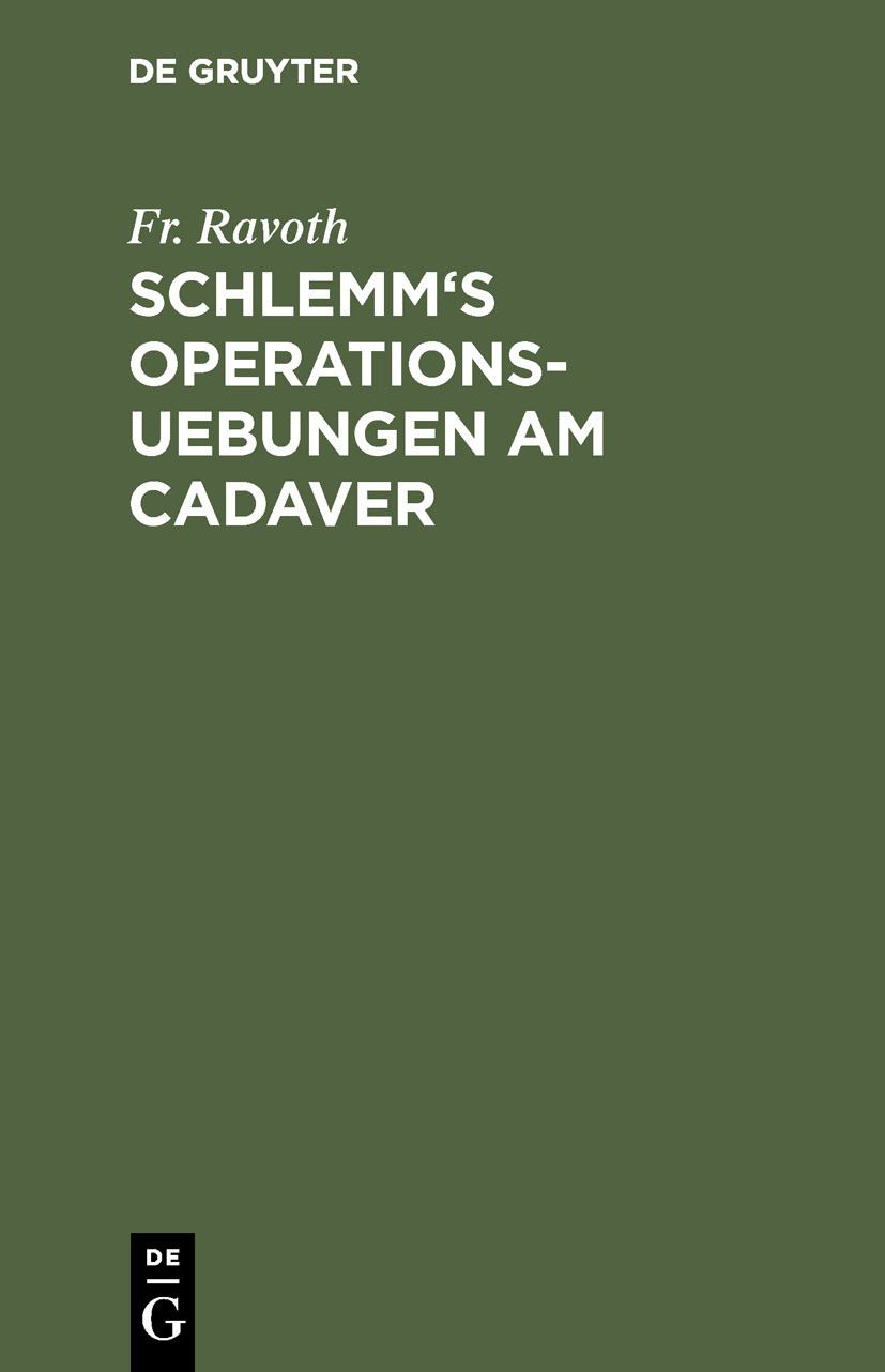 Cover Schlemm's Operations-Uebungen am Cadaver