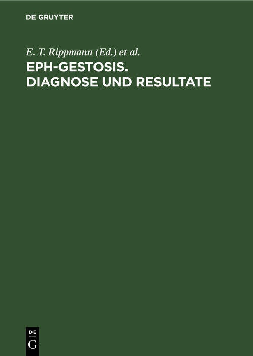Cover EPH-Gestosis. Diagnose und Resultate