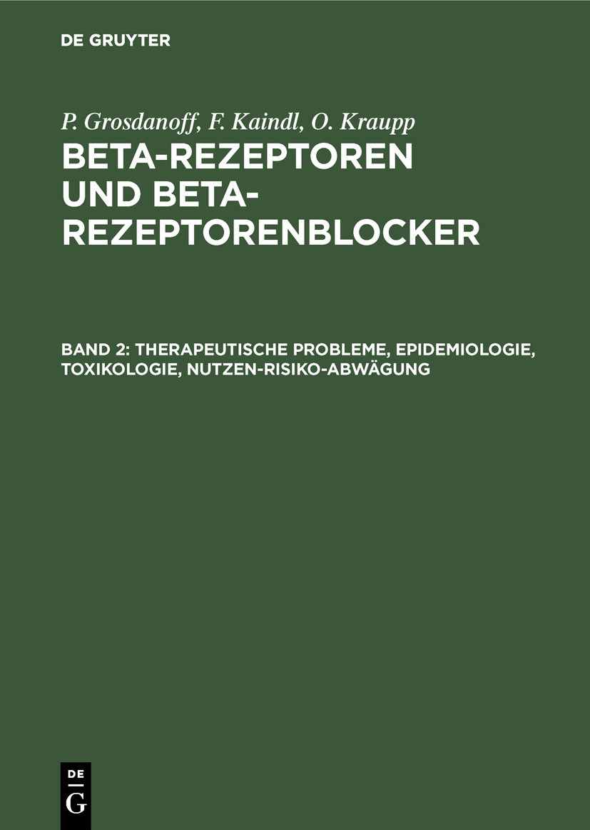 Cover Therapeutische Probleme, Epidemiologie, Toxikologie, Nutzen-Risiko-Abwägung