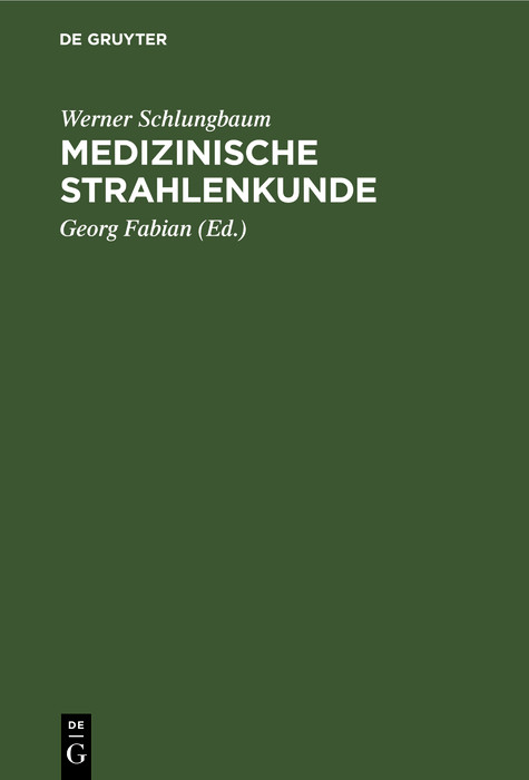 Cover Medizinische Strahlenkunde