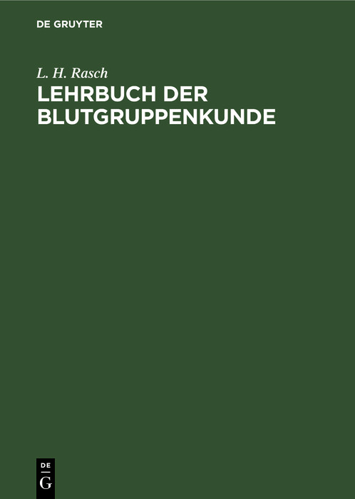 Cover Lehrbuch der Blutgruppenkunde