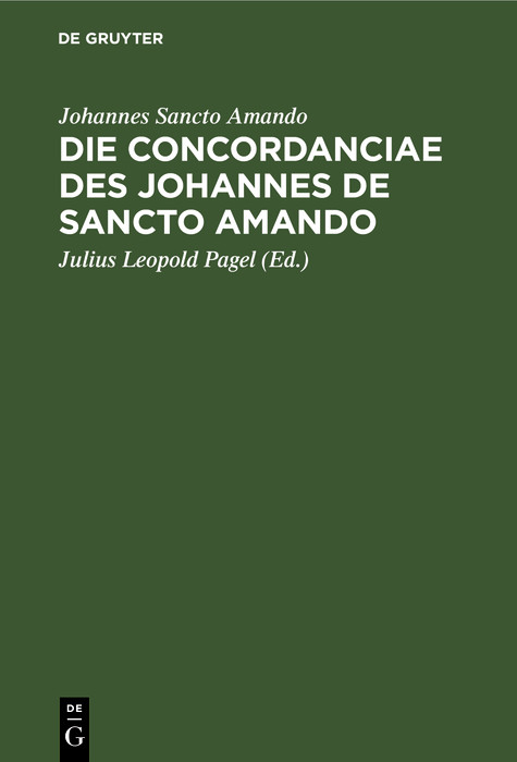 Cover Die Concordanciae des Johannes de Sancto Amando