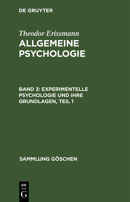 Cover Experimentelle Psychologie und ihre Grundlagen, Teil 1