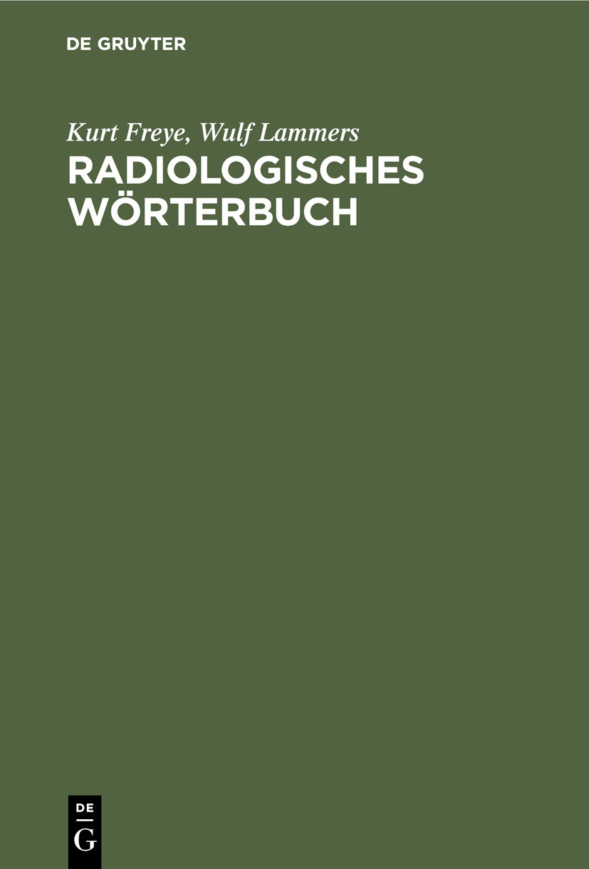 Cover Radiologisches Wörterbuch