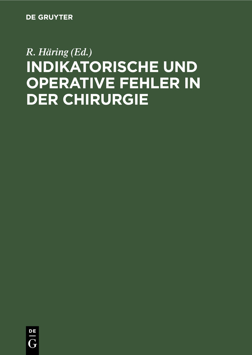 Cover Indikatorische und operative Fehler in der Chirurgie