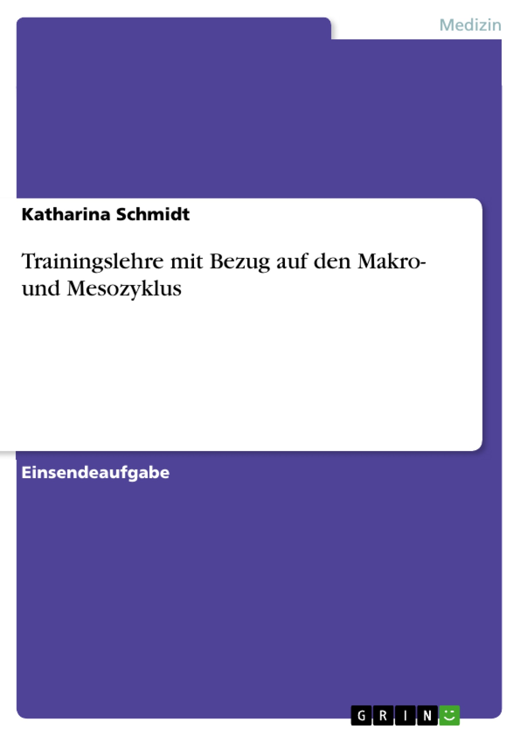 Cover Trainingslehre mit Bezug auf den Makro- und Mesozyklus