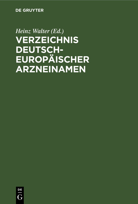 Verzeichnis Deutsch-Europäischer Arzneinamen