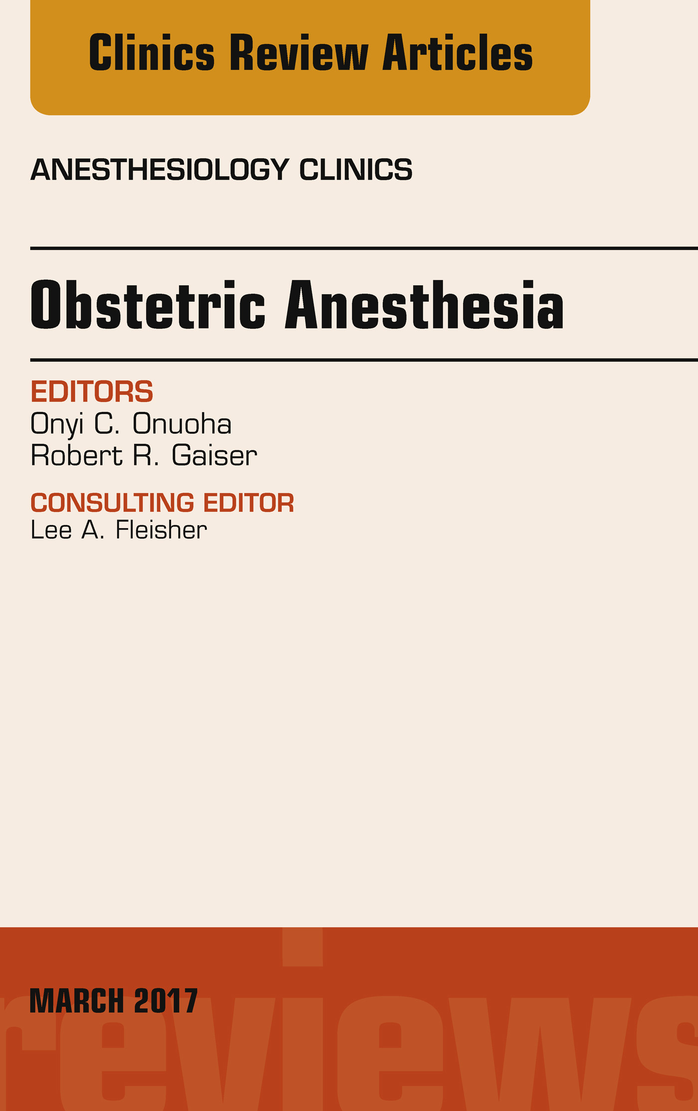 Cover Obstetric Anesthesia, An Issue of Anesthesiology Clinics, E-Book