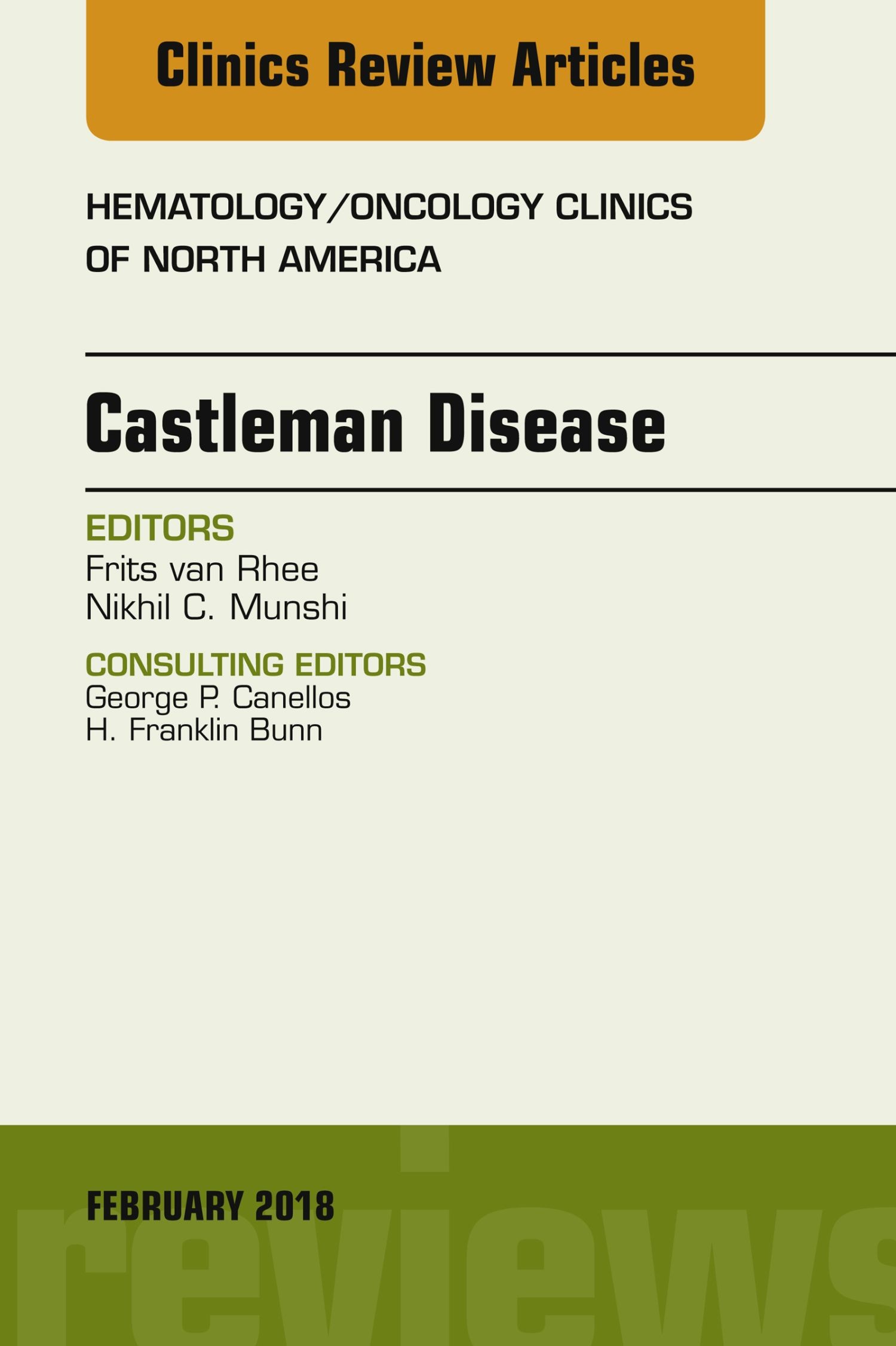 Cover Castleman Disease, An Issue of Hematology/Oncology Clinics, E-Book