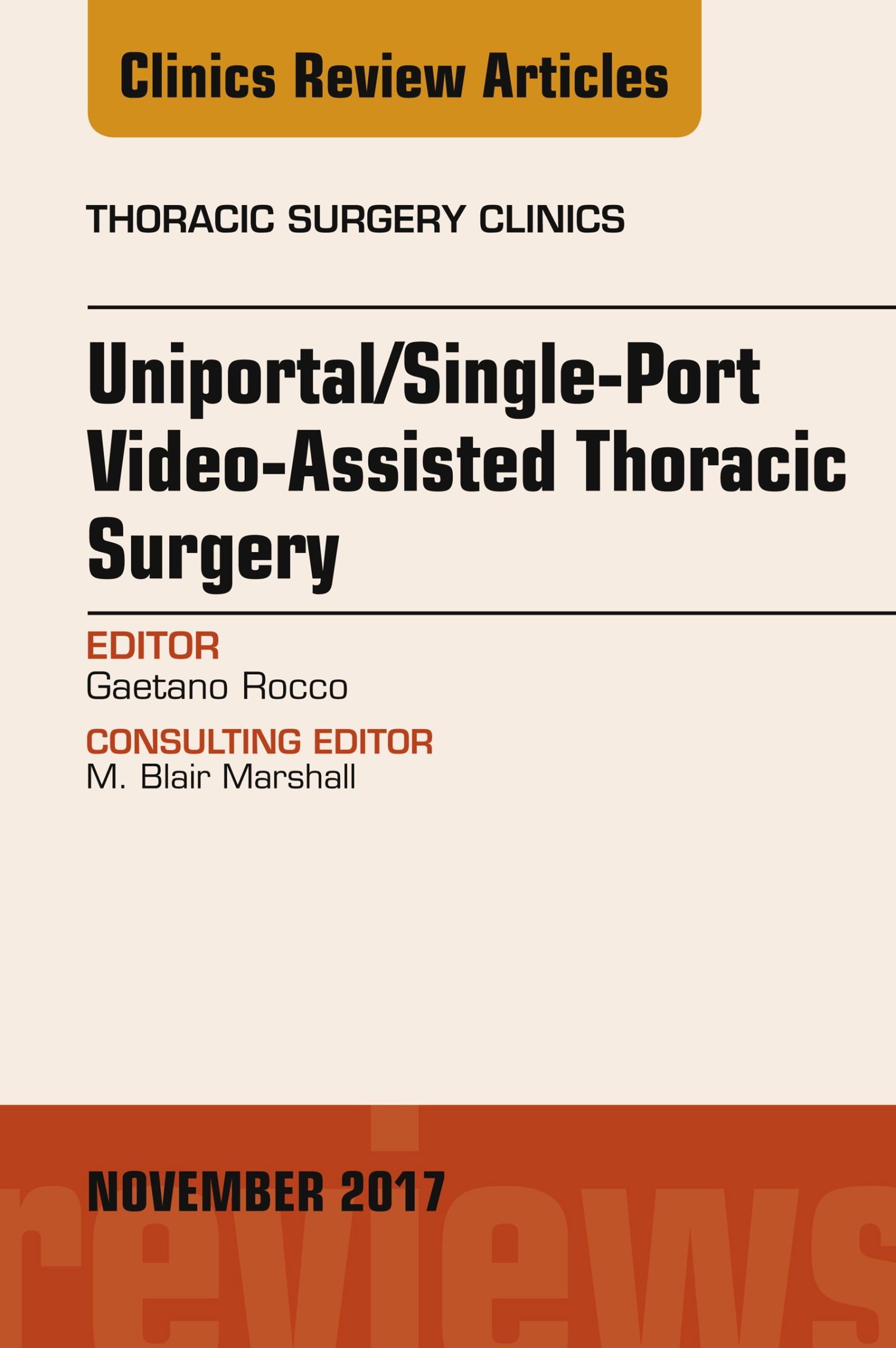Cover Uniportal/Single-Port Video-Assisted Thoracic Surgery, An Issue of Thoracic Surgery Clinics, E-Book