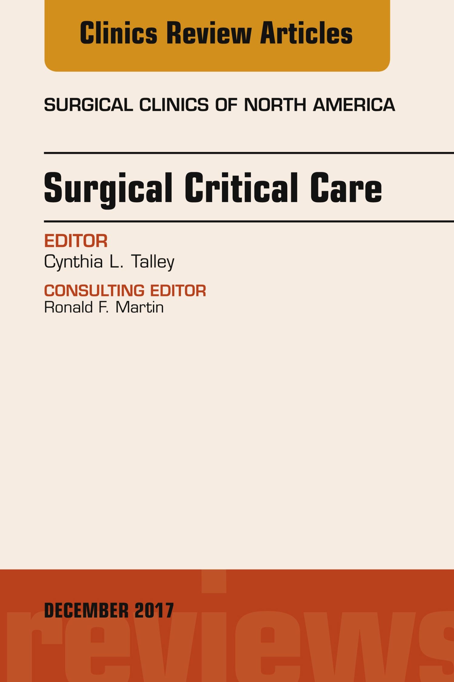 Cover Surgical Critical Care, An Issue of Surgical Clinics, E-Book