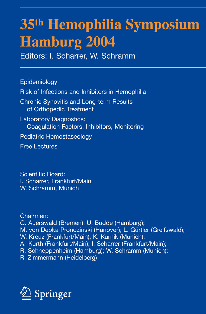 Cover 35th Hemophilia Symposium Hamburg 2004