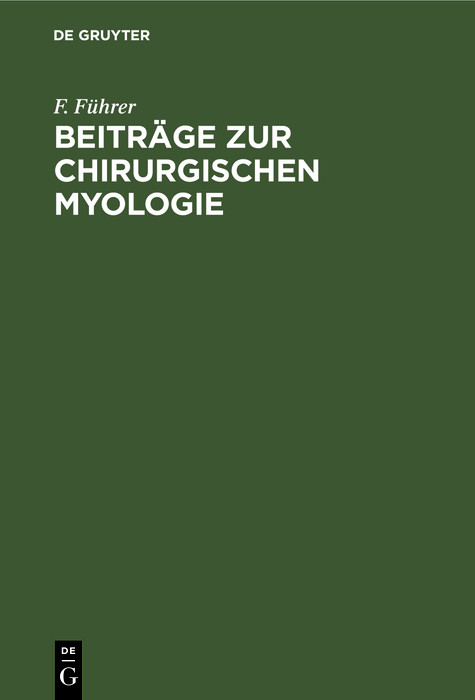 Cover Beiträge zur chirurgischen Myologie