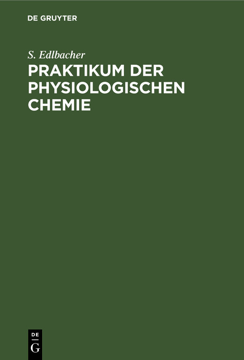 Cover Praktikum der physiologischen Chemie