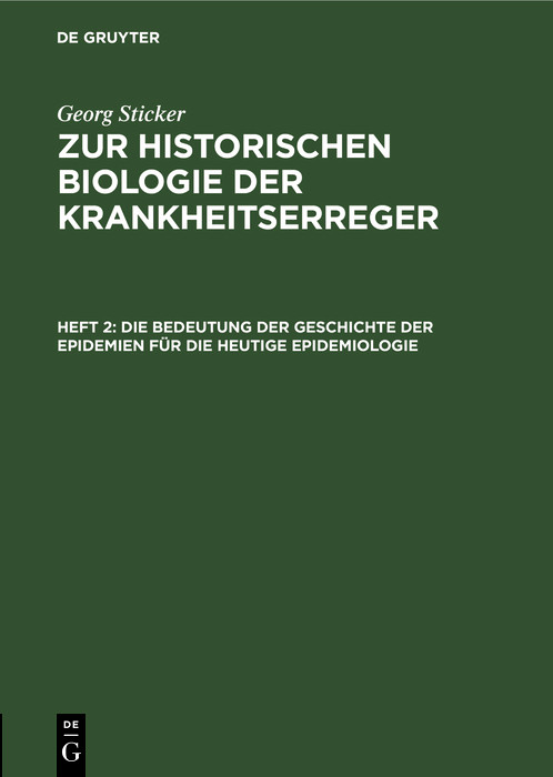 Cover Die Bedeutung der Geschichte der Epidemien für die heutige Epidemiologie